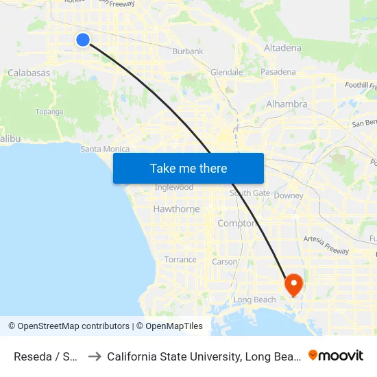 Reseda / Saticoy to California State University, Long Beach (CSULB) map