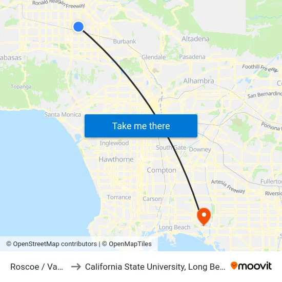 Roscoe / Van Nuys to California State University, Long Beach (CSULB) map