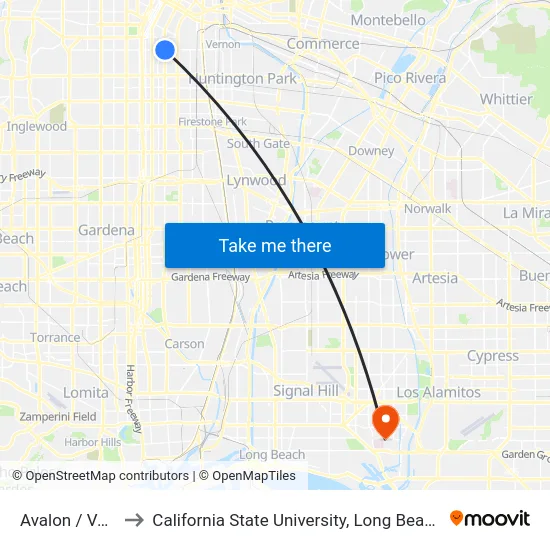 Avalon / Vernon to California State University, Long Beach (CSULB) map