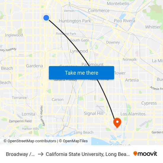 Broadway / 54th to California State University, Long Beach (CSULB) map