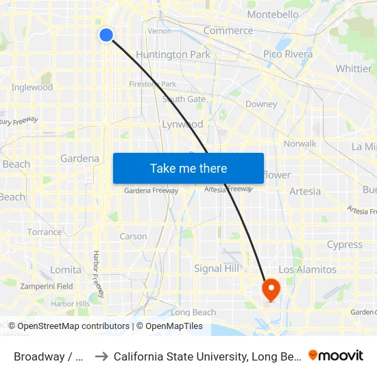 Broadway / Vernon to California State University, Long Beach (CSULB) map
