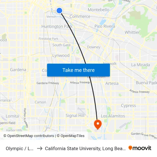 Olympic / Lorena to California State University, Long Beach (CSULB) map
