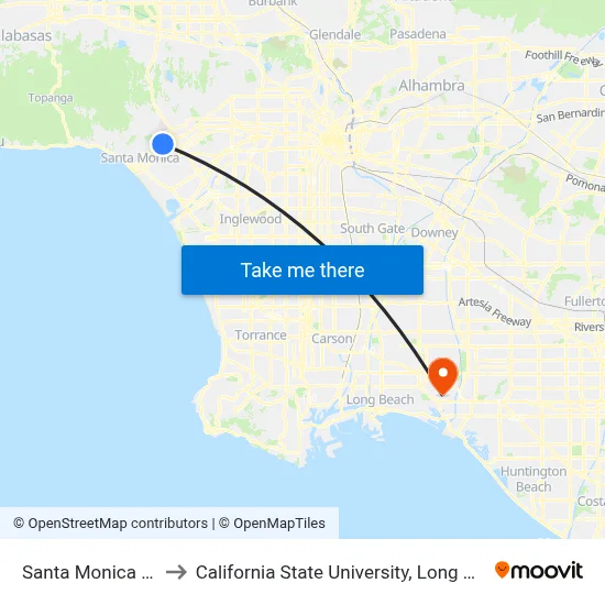 Santa Monica / Bundy to California State University, Long Beach (CSULB) map