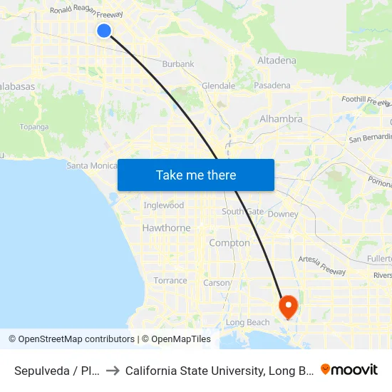 Sepulveda / Plummer to California State University, Long Beach (CSULB) map