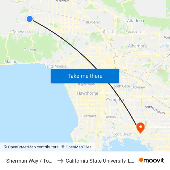 Sherman Way / Topanga Canyon to California State University, Long Beach (CSULB) map