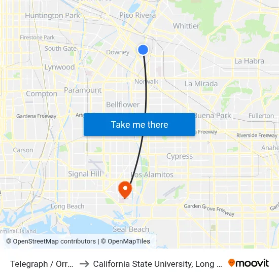 Telegraph / Orr and Day to California State University, Long Beach (CSULB) map