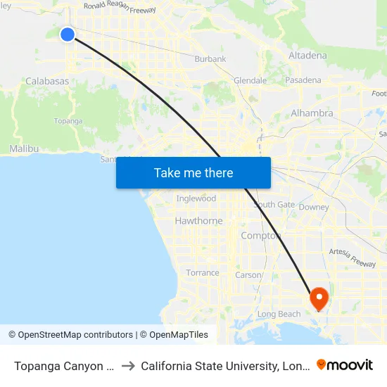 Topanga Canyon / Parthenia to California State University, Long Beach (CSULB) map