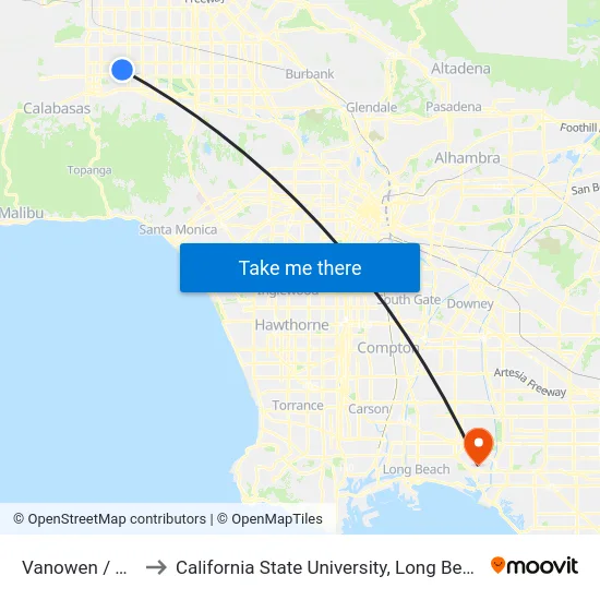 Vanowen / Corbin to California State University, Long Beach (CSULB) map