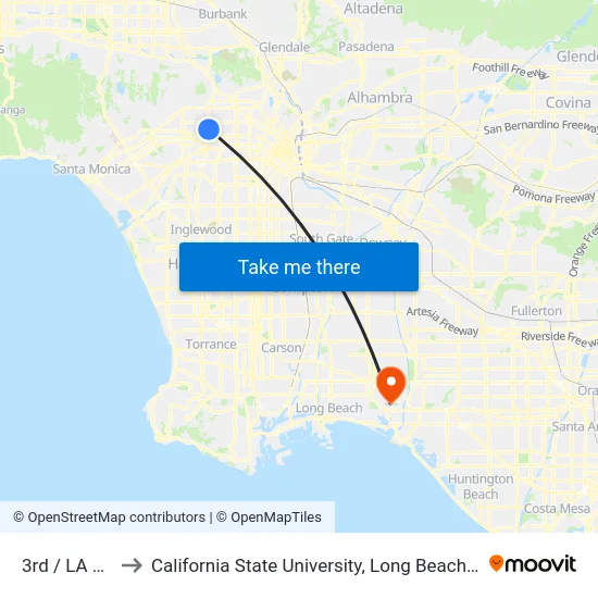 3rd / LA Brea to California State University, Long Beach (CSULB) map
