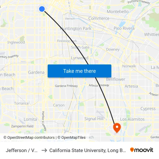 Jefferson / Vermont to California State University, Long Beach (CSULB) map