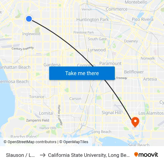 Slauson / LA Brea to California State University, Long Beach (CSULB) map