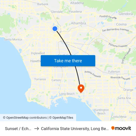Sunset / Echo Park to California State University, Long Beach (CSULB) map