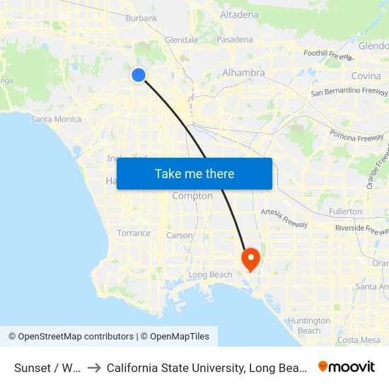 Sunset / Wilcox to California State University, Long Beach (CSULB) map