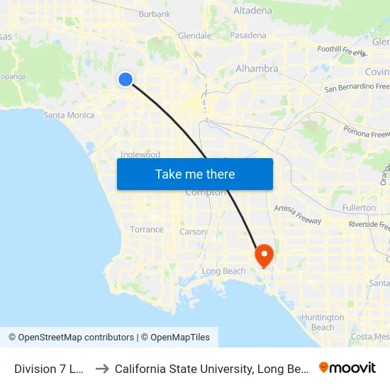 Division 7 Layover to California State University, Long Beach (CSULB) map