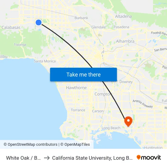 White Oak / Burbank to California State University, Long Beach (CSULB) map