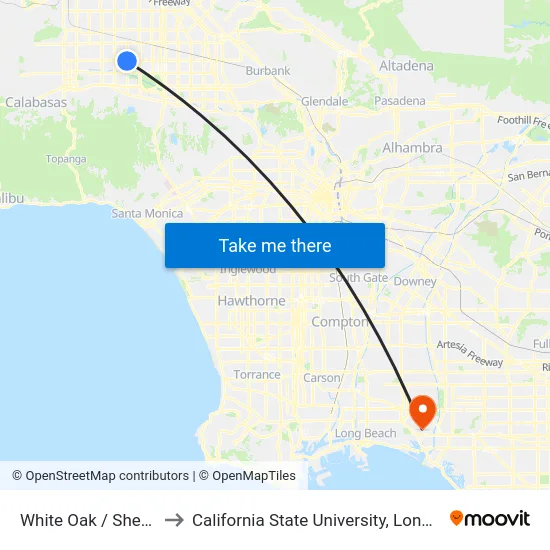 White Oak / Sherman Way to California State University, Long Beach (CSULB) map