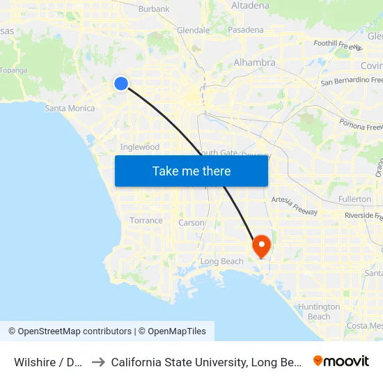 Wilshire / Doheny to California State University, Long Beach (CSULB) map