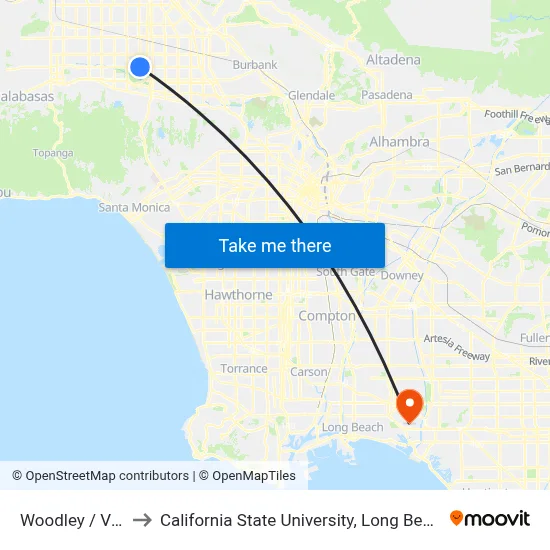 Woodley / Victory to California State University, Long Beach (CSULB) map