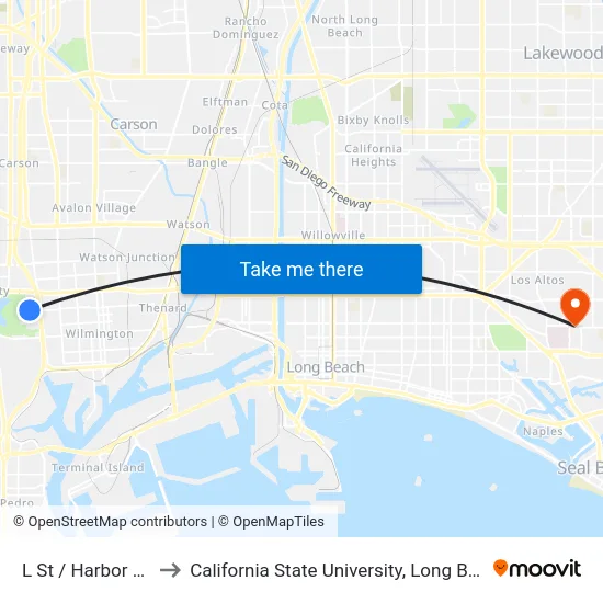 L St / Harbor College to California State University, Long Beach (CSULB) map