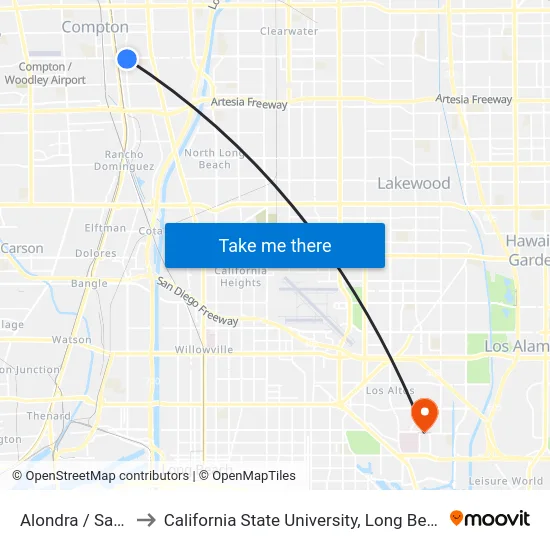 Alondra / Santa Fe to California State University, Long Beach (CSULB) map