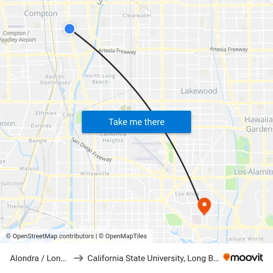 Alondra / Long Beach to California State University, Long Beach (CSULB) map