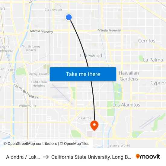 Alondra / Lakewood to California State University, Long Beach (CSULB) map