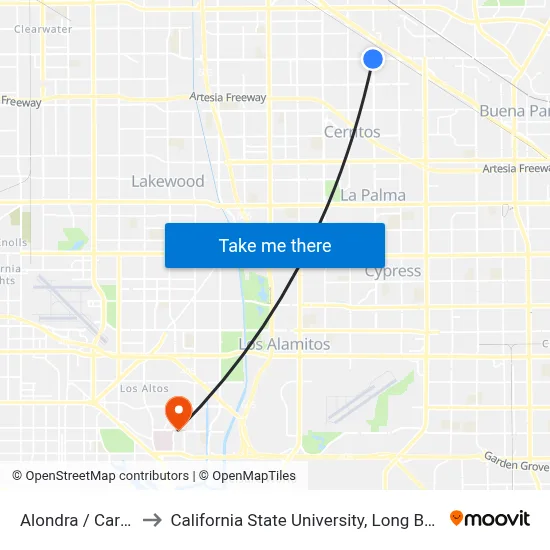 Alondra / Carmenita to California State University, Long Beach (CSULB) map