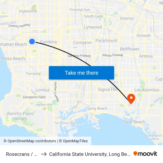 Rosecrans / Prairie to California State University, Long Beach (CSULB) map