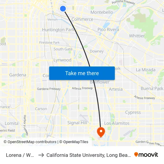 Lorena / Whittier to California State University, Long Beach (CSULB) map