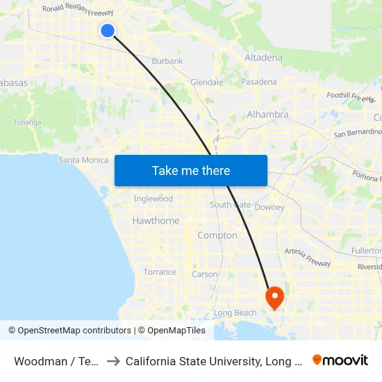 Woodman / Terra Bella to California State University, Long Beach (CSULB) map