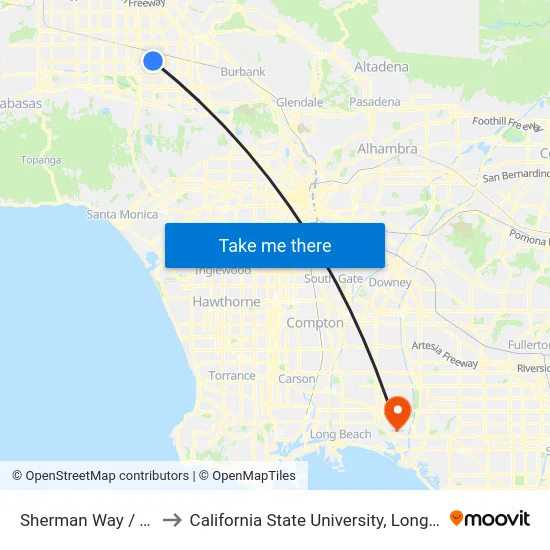 Sherman Way / Van Nuys to California State University, Long Beach (CSULB) map