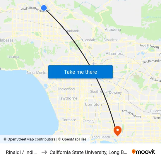 Rinaldi / Indian Hills to California State University, Long Beach (CSULB) map