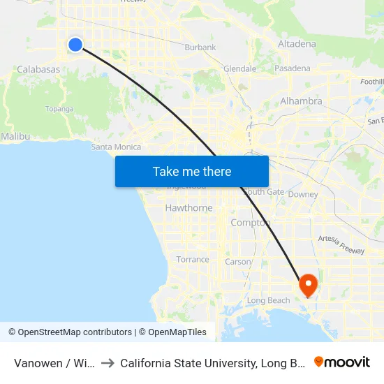 Vanowen / Winnetka to California State University, Long Beach (CSULB) map