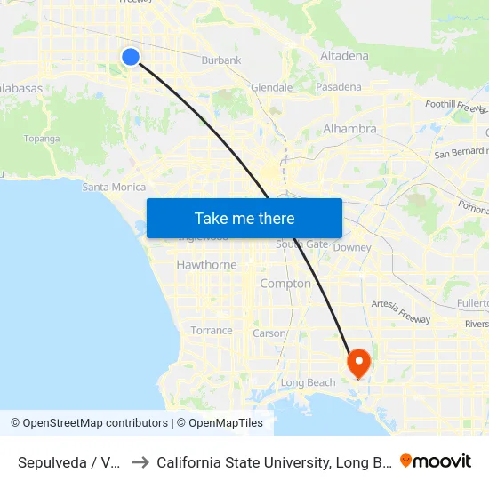 Sepulveda / Vanowen to California State University, Long Beach (CSULB) map