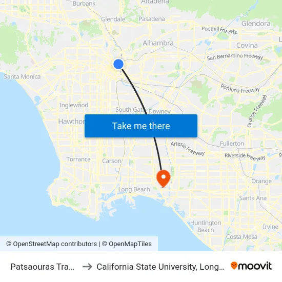Patsaouras Transit Plaza to California State University, Long Beach (CSULB) map