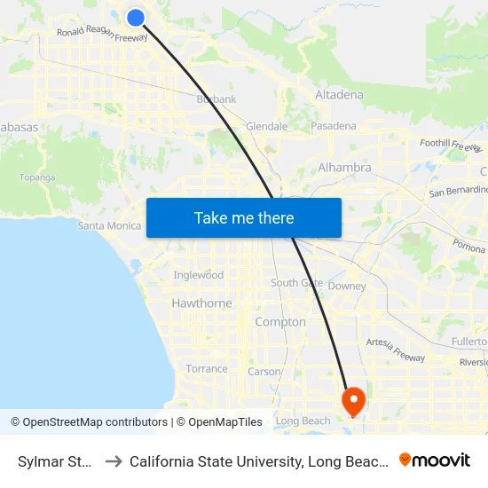 Sylmar Station to California State University, Long Beach (CSULB) map