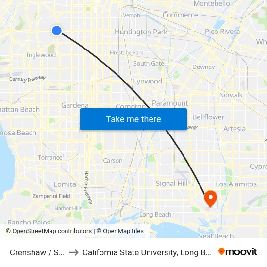 Crenshaw / Slauson to California State University, Long Beach (CSULB) map