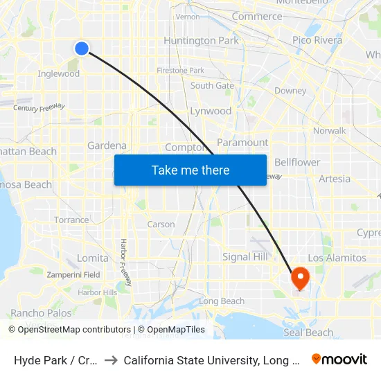 Hyde Park / Crenshaw to California State University, Long Beach (CSULB) map