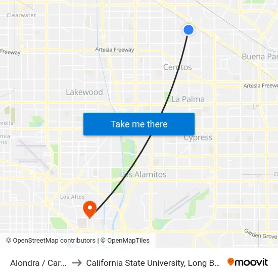 Alondra / Carmenita to California State University, Long Beach (CSULB) map