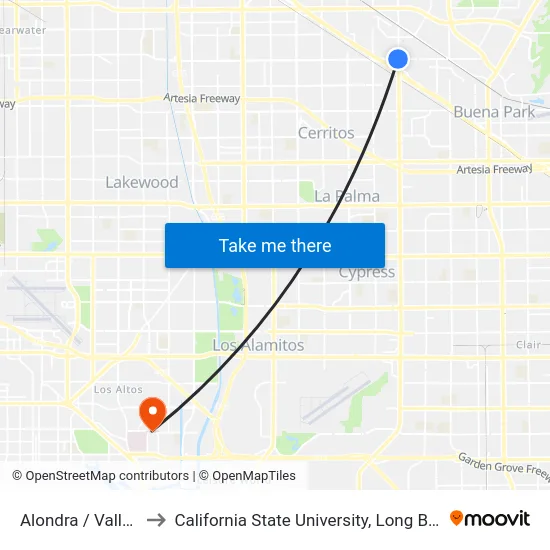 Alondra / Valley View to California State University, Long Beach (CSULB) map