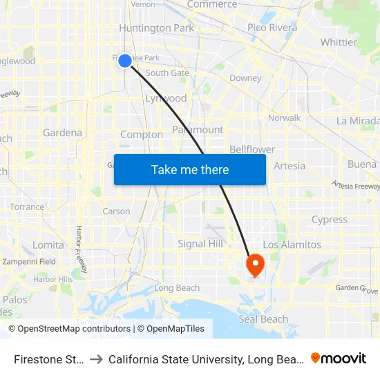 Firestone Station to California State University, Long Beach (CSULB) map