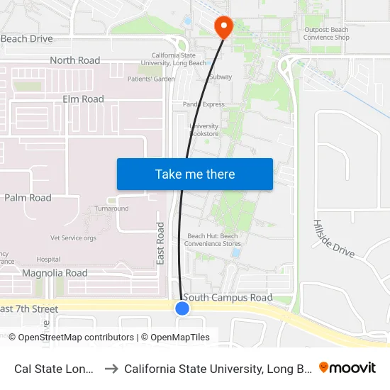 Cal State Long Beach to California State University, Long Beach (CSULB) map