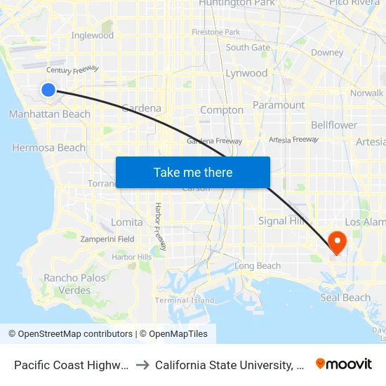 Pacific Coast Highway / El Segundo to California State University, Long Beach (CSULB) map
