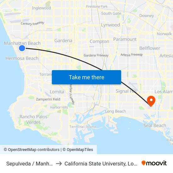 Sepulveda / Manhattan Beach to California State University, Long Beach (CSULB) map