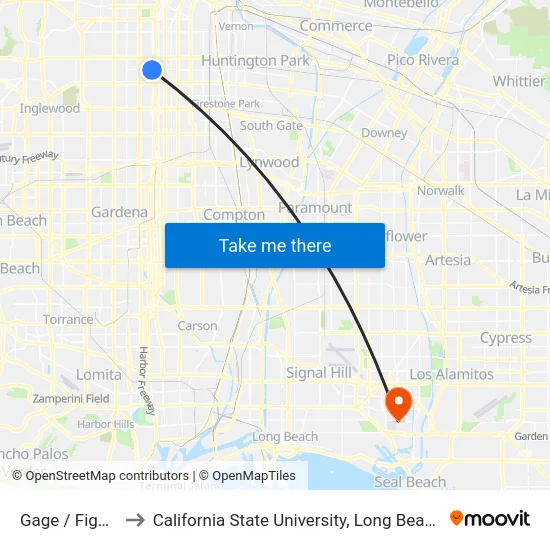 Gage / Figueroa to California State University, Long Beach (CSULB) map