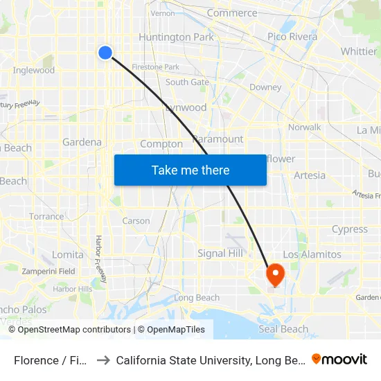 Florence / Figueroa to California State University, Long Beach (CSULB) map