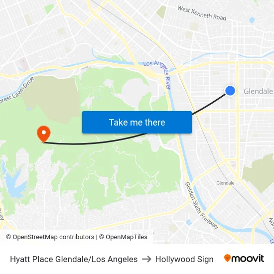 Hyatt Place Glendale/Los Angeles to Hollywood Sign map