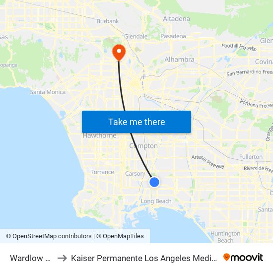 Wardlow Station to Kaiser Permanente Los Angeles Medical Center Hospital map