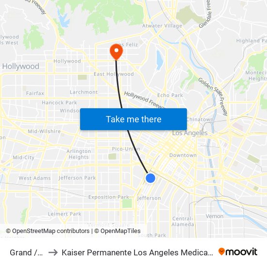 Grand / 23rd to Kaiser Permanente Los Angeles Medical Center Hospital map