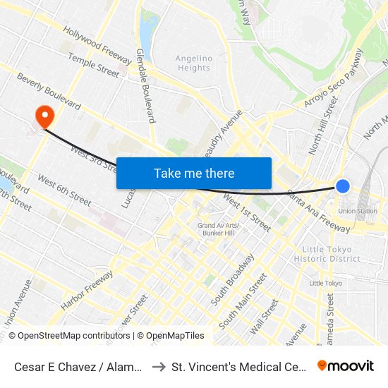 Cesar E Chavez / Alameda to St. Vincent's Medical Center map